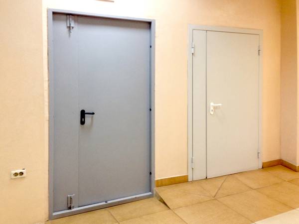 Глухая пожаростойкая дверь серого цвета